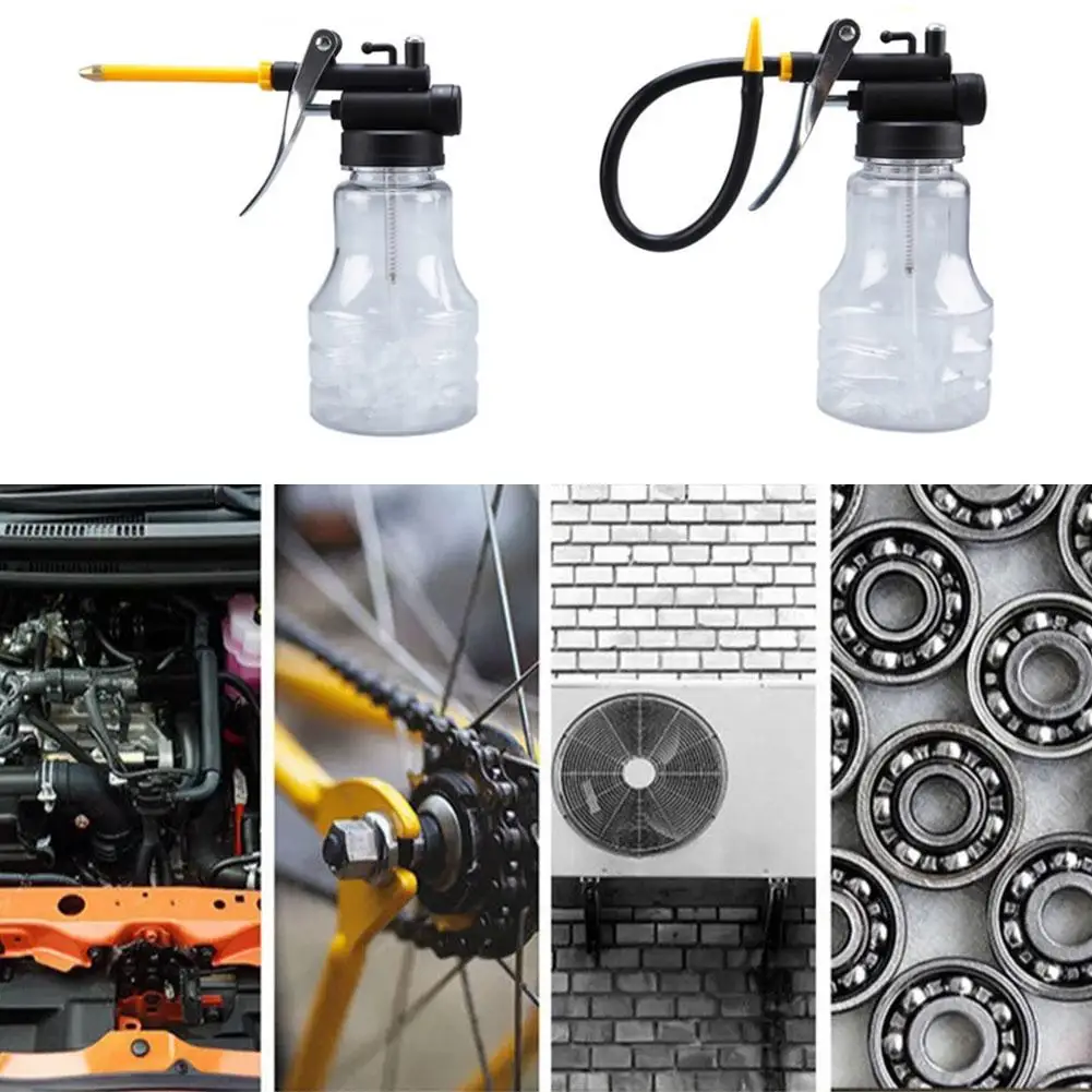 Botella de engrasador de alta presión para coche, lata de aceite lubricante con boquilla rígida y flexible, herramienta de bomba de pulgar engrasador para coche E5W8