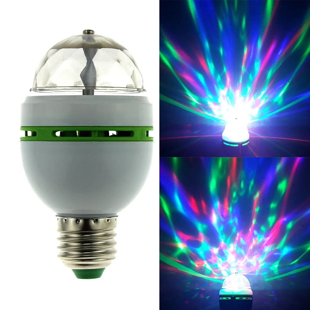 RGB LED Rotating Disco Party Light Bulb with E27 Screw Base Strobe Bulb Multi Changing Color Crystal Stage Light (Random Color R