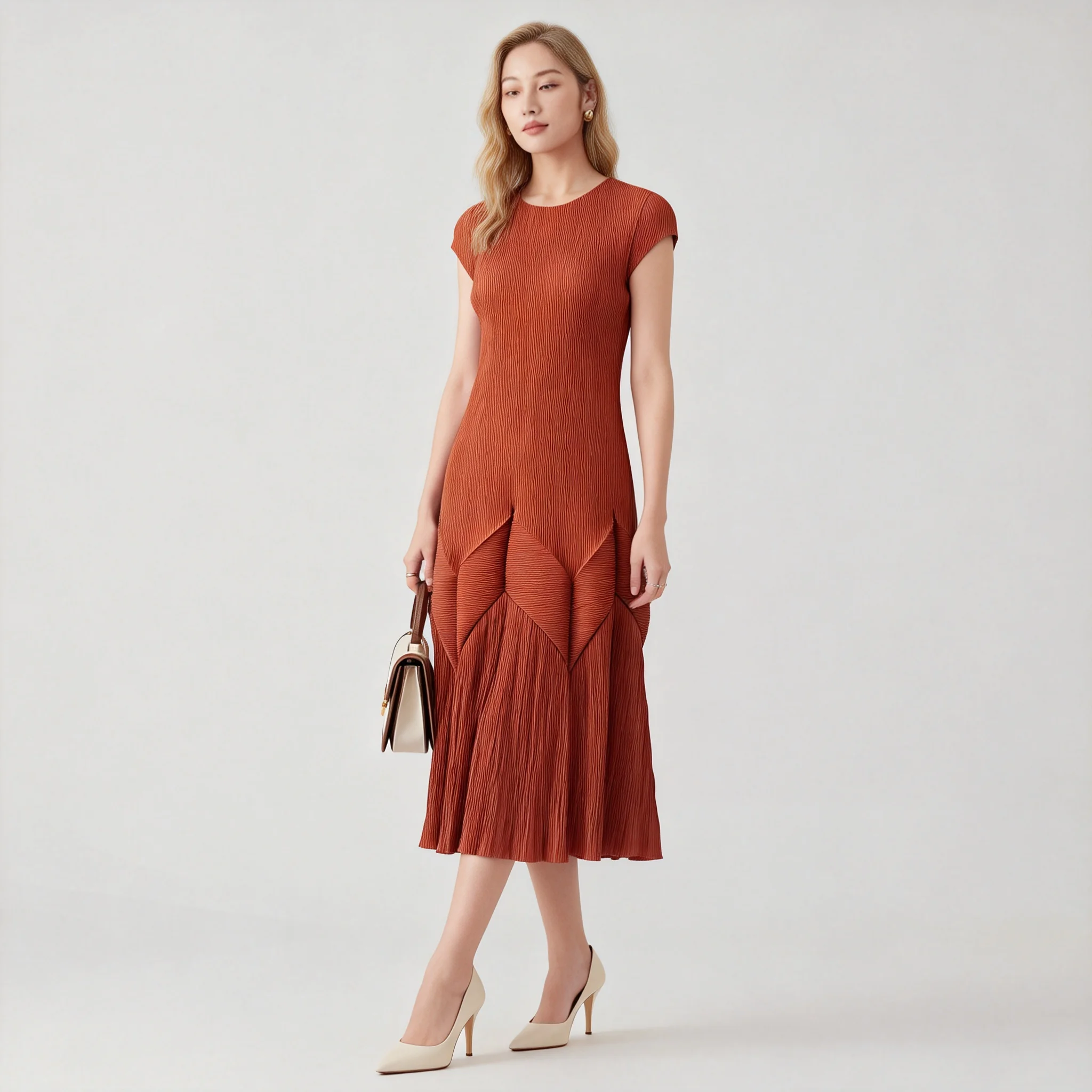 

Miyake Pleated Vestido Women's 2025 New Summer High-end and Fashionable A-line Dress Slimming Vacation Dress