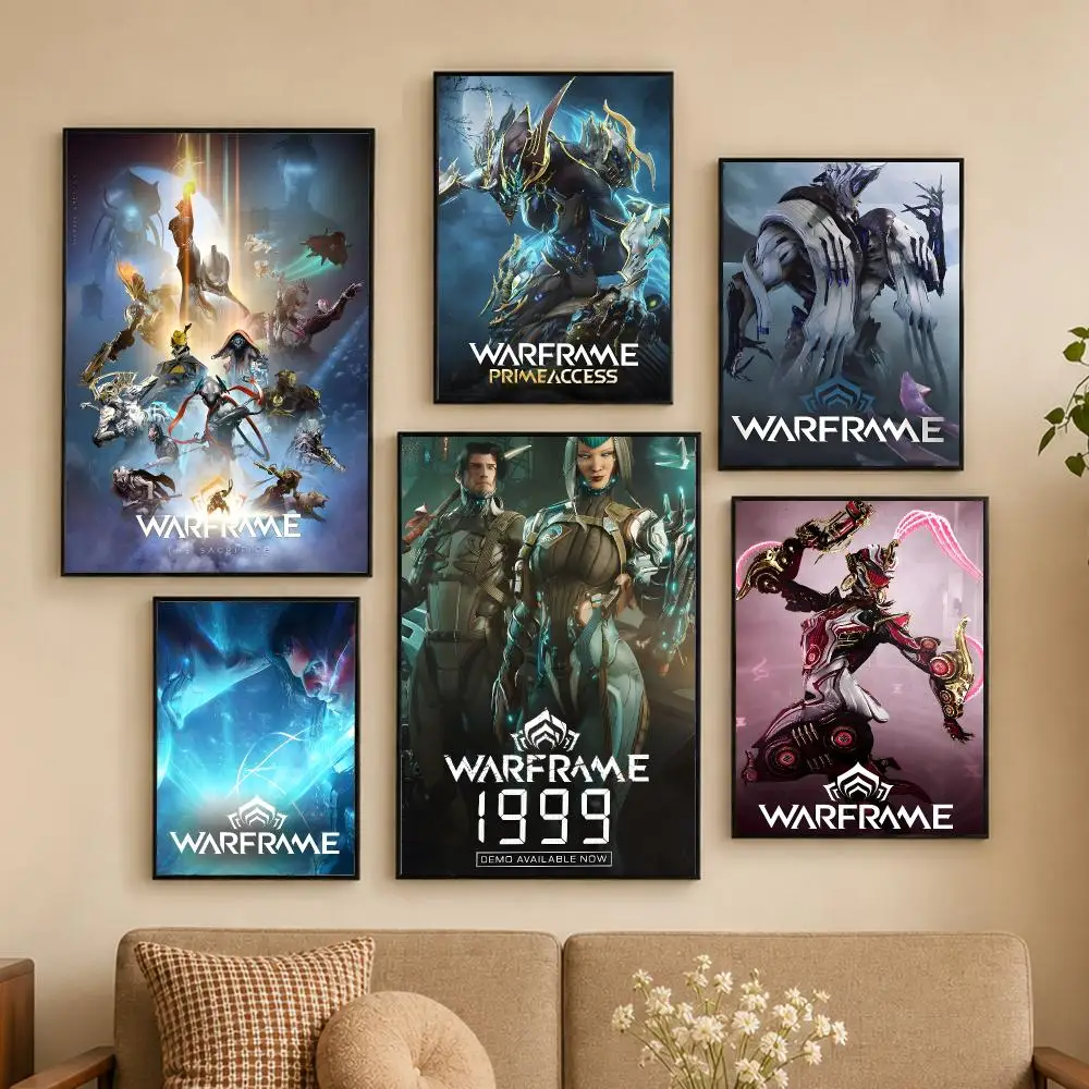 Shooting Games Warframe Poster Self-adhesive Waterproof Paper Stickers For Wall Decoration In Bedrooms And Bar Rooms