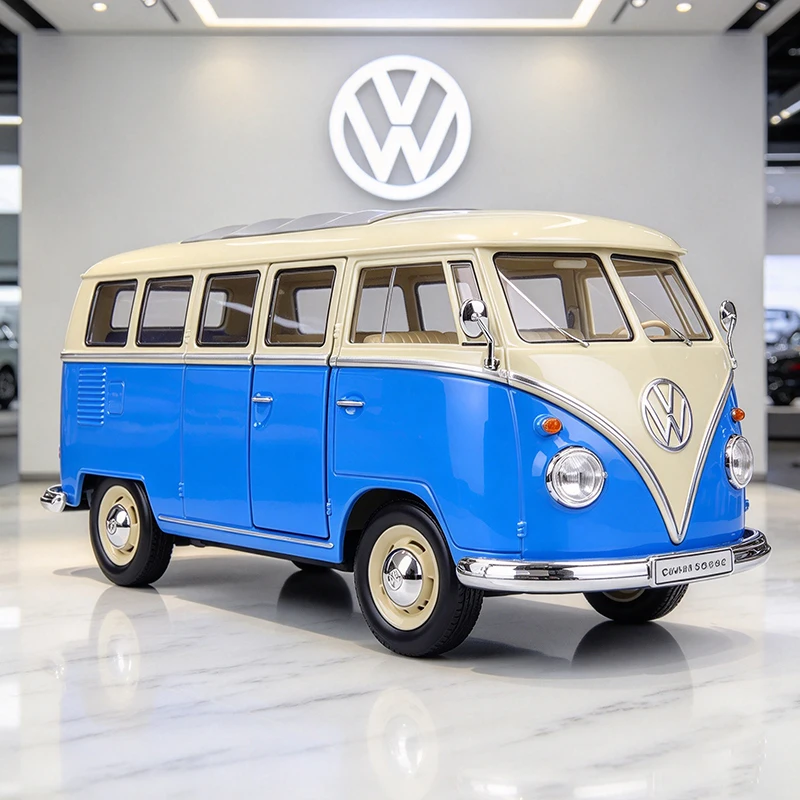 WELLY 1:24 Volkswagen VW T1 BUS Legierungsauto Druckguss & Spielzeugfahrzeuge Automodell Miniaturmodell Auto Spielzeug für Kinder