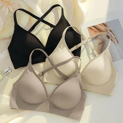 Sexy Large Backless U-shaped Beautiful Back Sling Underwear Women's Thin Section Seamless Small Chest Gathered Strapless Bra