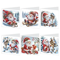 6Pcs Diamond Art Painting Greeting Card Kits,Santa Claus festival Greeting Cards with Envelopes Diamond Art Craft Birthday Cards