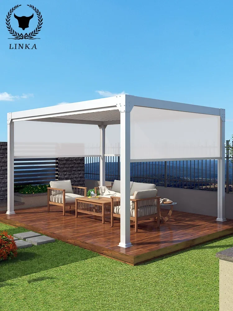 3x3 Patio Outdoor Aluminium Pavilion Gazebo Motorized Smart Bioclimatic Pergola