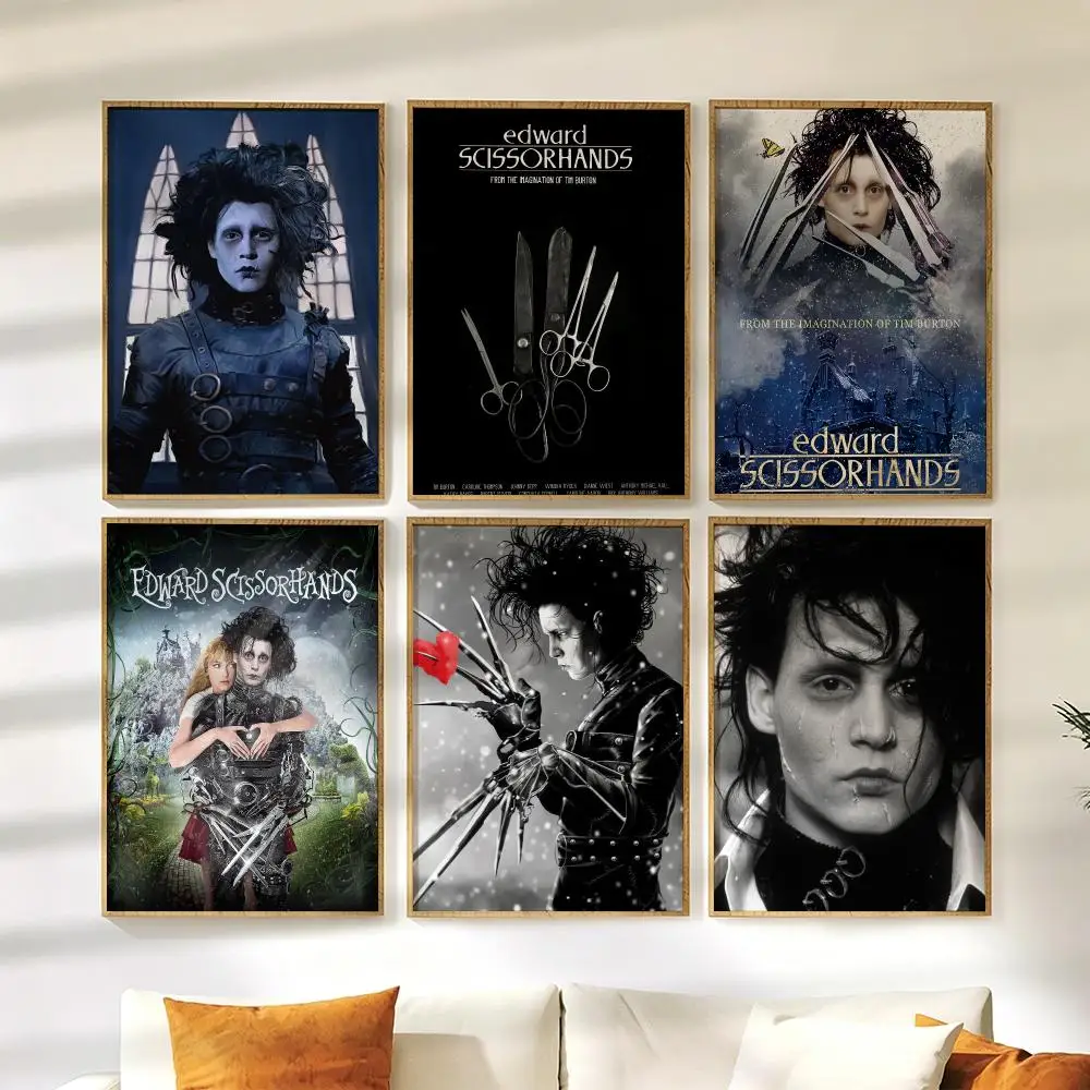 E-Edward Scissorhands Poster Wall Stickers HD Painting Self Adhesive Art Decals for Bedroom Living Room Home Decor