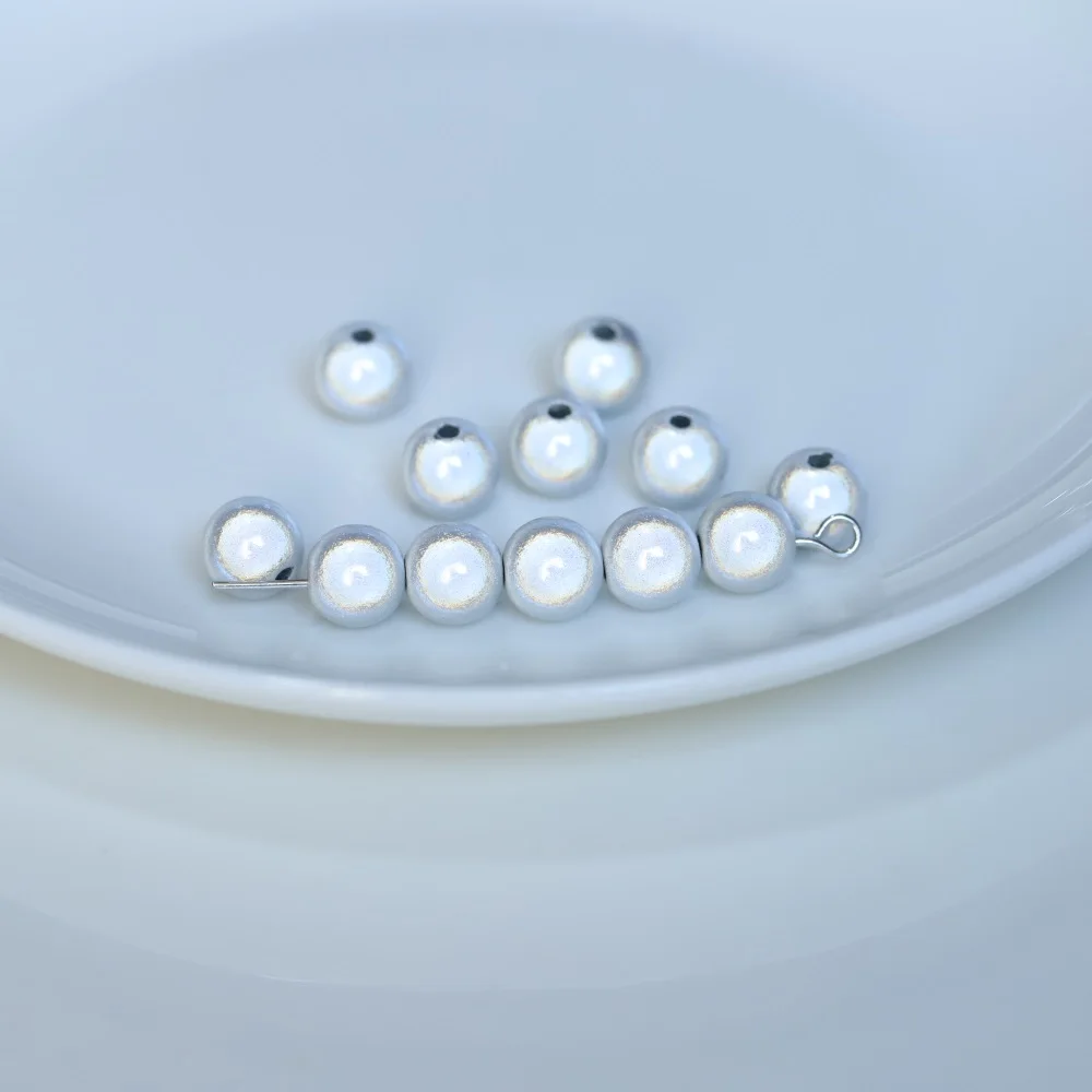4/6/8/10/12/14MM Parel Kraal Satijnen Glans Imitatie Parelmoer Geverfd Ronde Glas Losse Spacer Kraal Voor Sieraden Ketting Vaas Vulmiddel