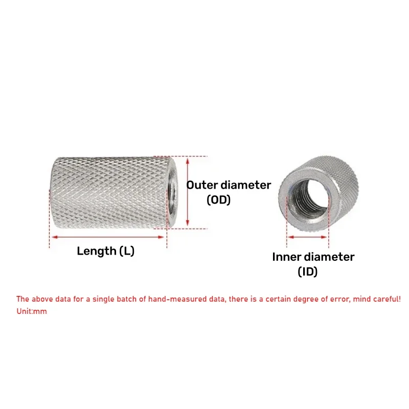 304 Stainless Steel Extended Cylindrical Knurled Nut Mesh Nut Regulating Nut M2 M2.5 M3 M4 M5 M6 ~M16