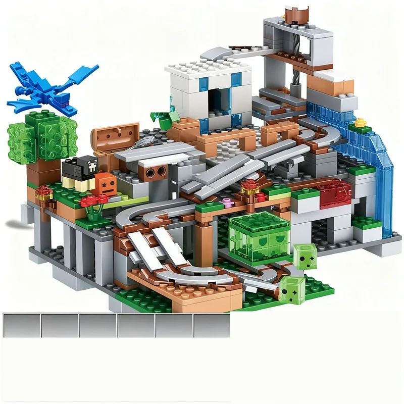 Conjunto de blocos de construção Block World com armadilha e caverna e figuras, presente de brinquedo de construção STEM criativo para meninos