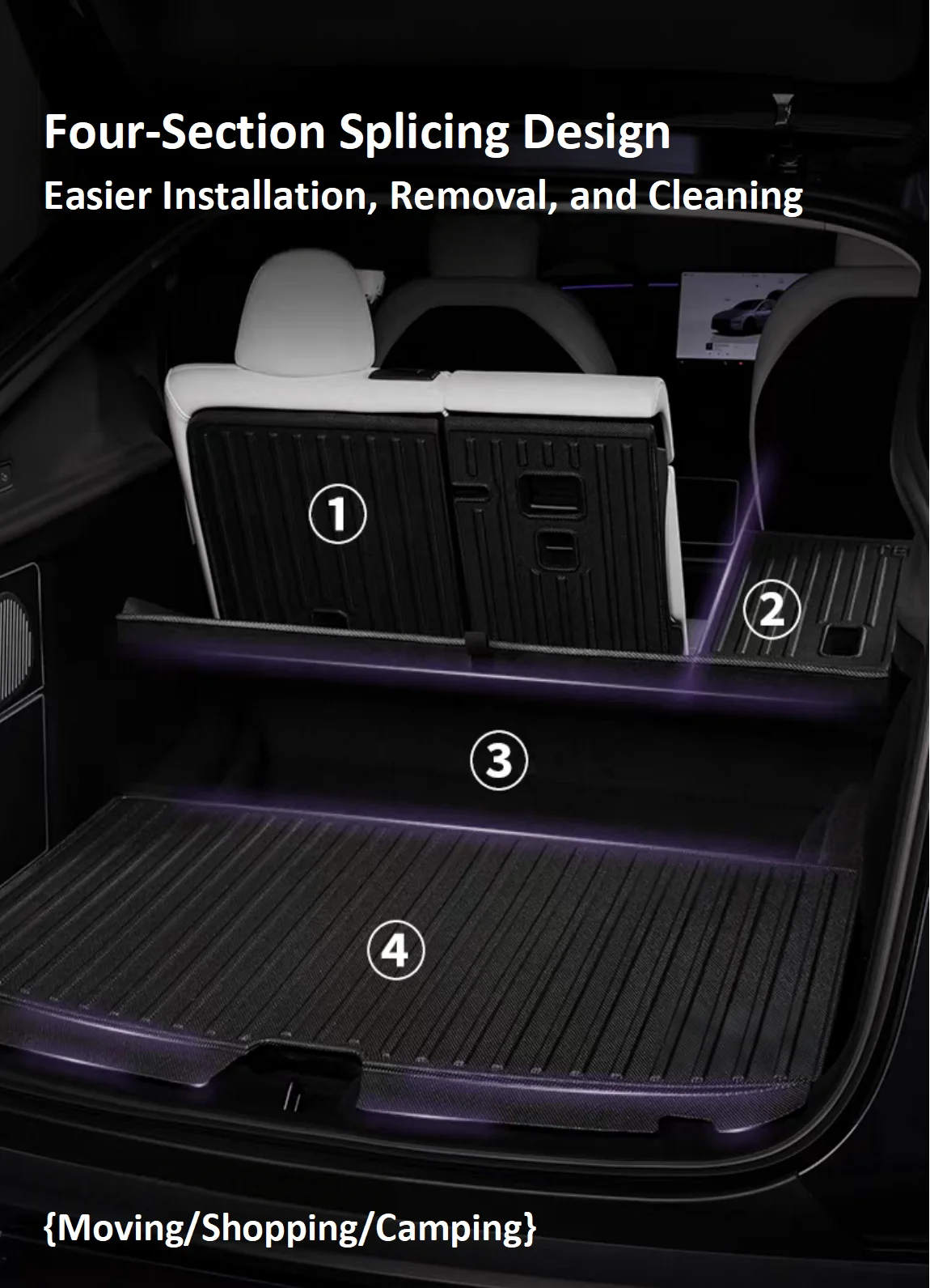 For Tesla New Model Y Juniper 2025+ Trunk Mat TPE Front & Rear Trunk Mat Seat backrest Protective Pad Cargo Liner Anti-Dirty Mat