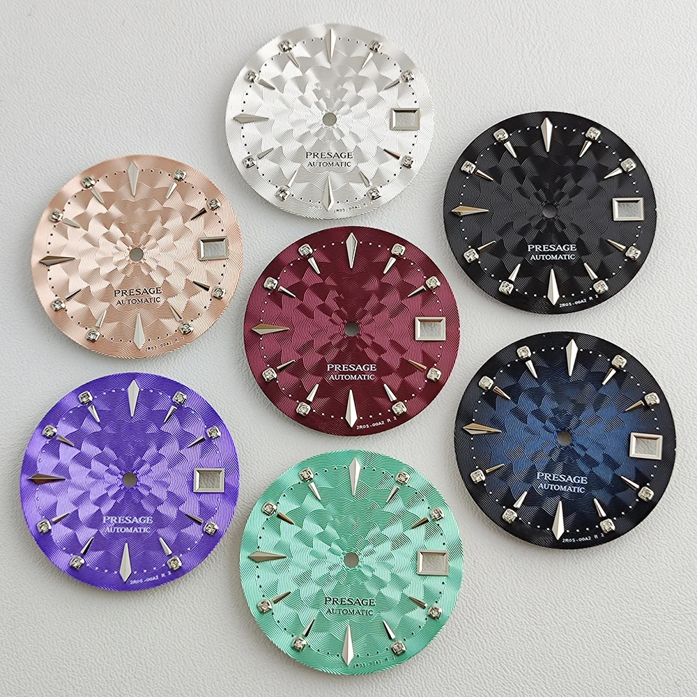 29mm NH35 Zifferblatt mit PRESAGE S Logo, Cocktail-Zifferblatt mit Bohrung für NH35 NH36 Automatikwerke, WatchMods Maßgefertigte Uhr – Detail 1