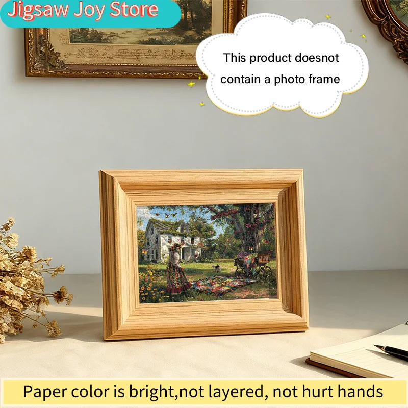 女の子が犬を連れて歩いているデザインの大人用ミニパズルの箱 - 傷つきにくい、挑戦的、大人、家族に適しています