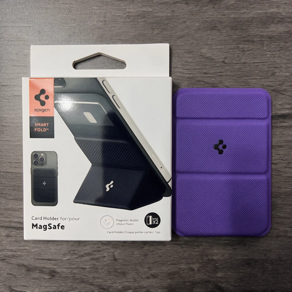 Original Spigen Leder-Faltmagnet-Matte-Wallet-Kartenhalter für MagSafe Kartenhalterung für iPhone 17 16 15 14 13 Pro Max Air