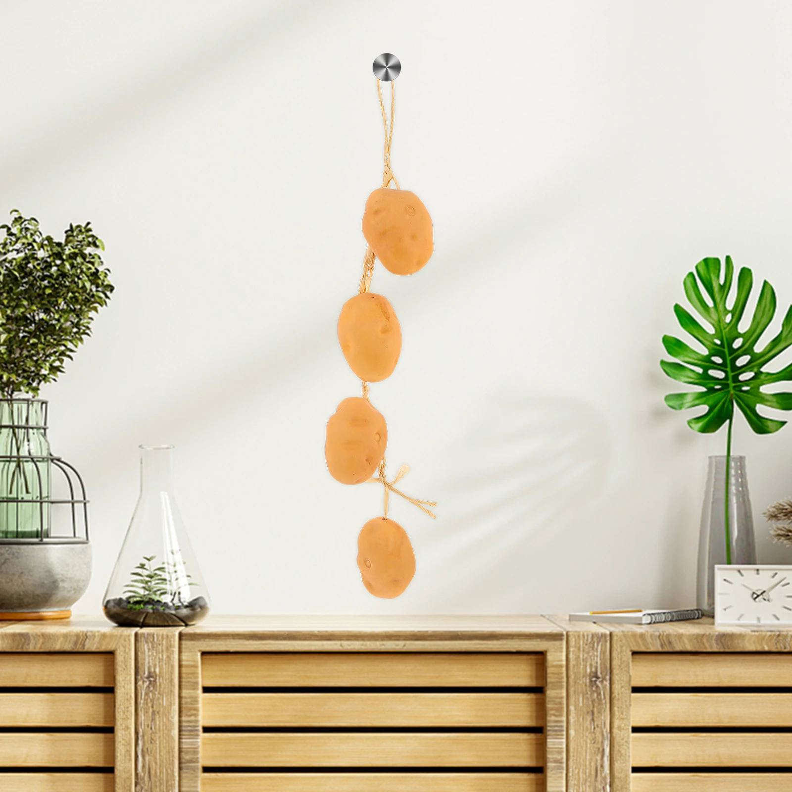 

4Pcs Artificial Potato Garland Vine Lifelike Fake Vegetables String for Kitchen Farmhouse Decor Hanging Vegetable Display