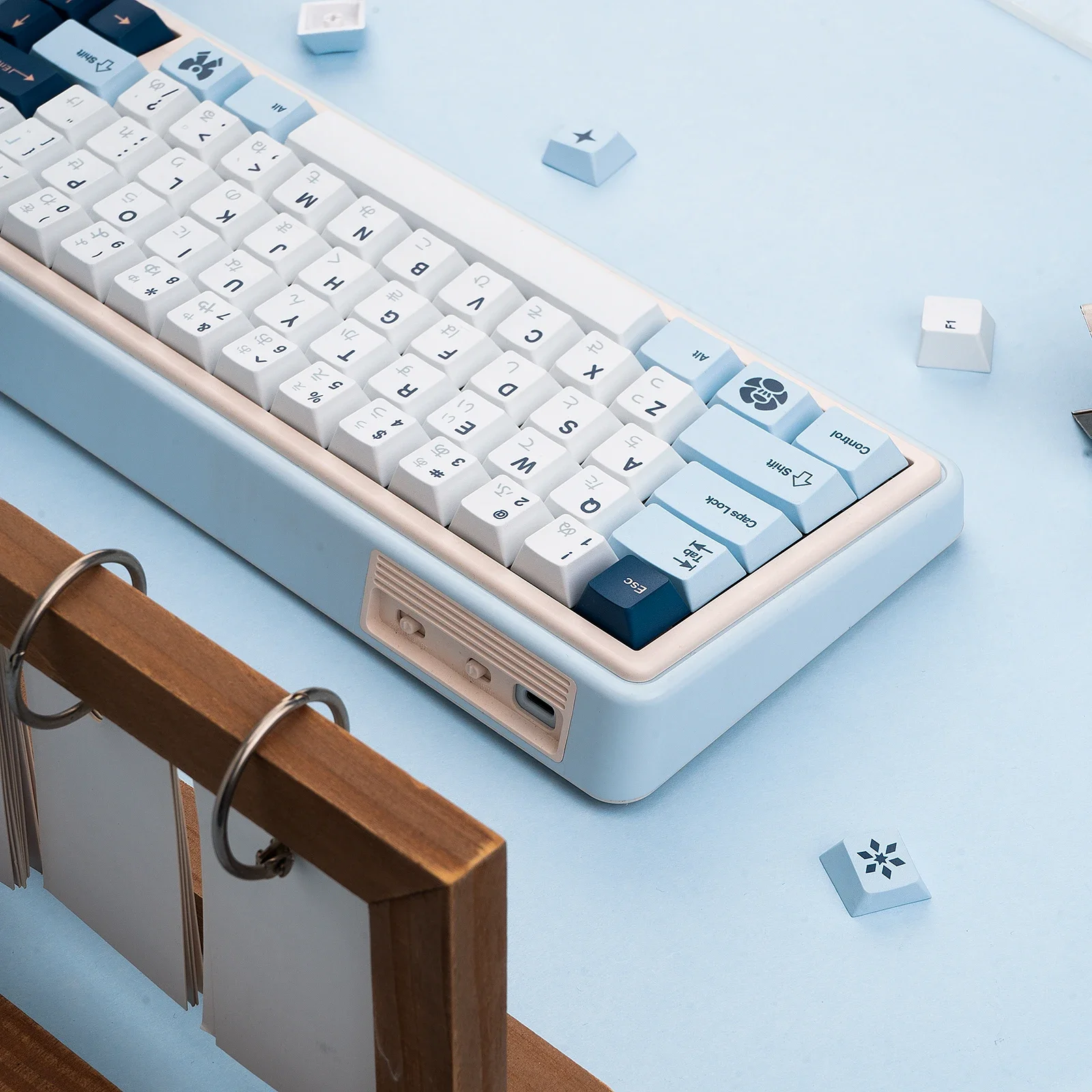 Egret keycap بسيط الأصلي PBT خمسة الجوانب التسامي مخصص لوحة المفاتيح الميكانيكية keycap شخصية الأزرق والأبيض keycap