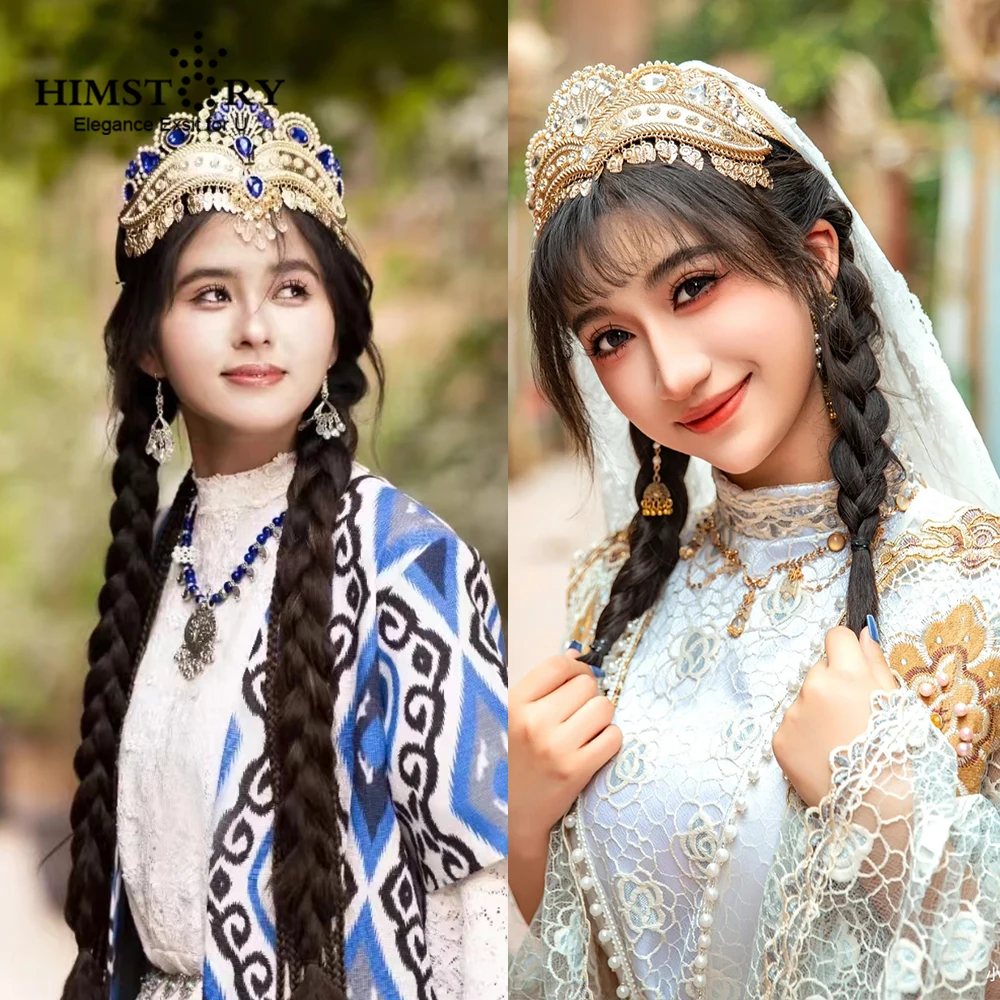 

HIMSTORY кисточка для танцев со стразами, корона для волос, этнический головной убор в этническом стиле, диадемы, аксессуары для головного убора