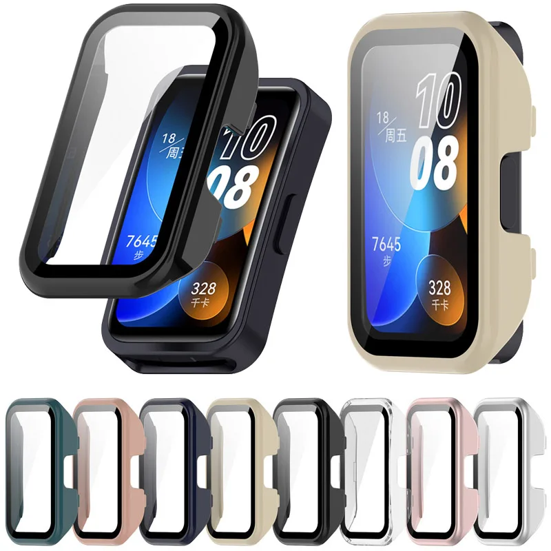 เคส2 in 1สำหรับ Huawei band 9/9NFC ปกป้องเต็มรูปแบบ PC กรอบแข็งสำหรับ Huawei band 8/8NFC ป้องกันหน้าจอกระจก