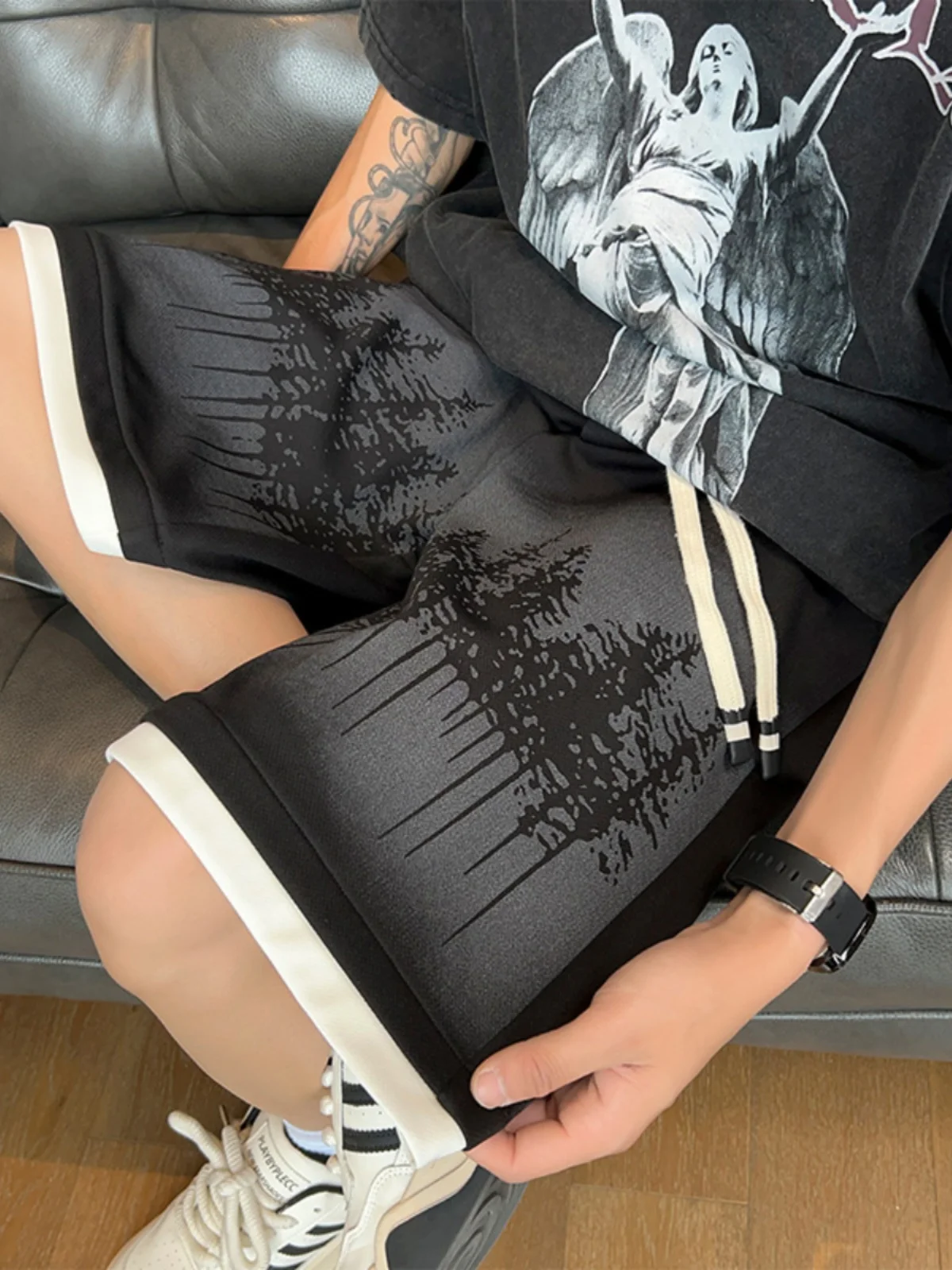 

Мужские летние повседневные свободные шорты-бриджи с эффектом двухслойности, пляжная одежда, удобные, дышащие, модные, в американском уличном стиле