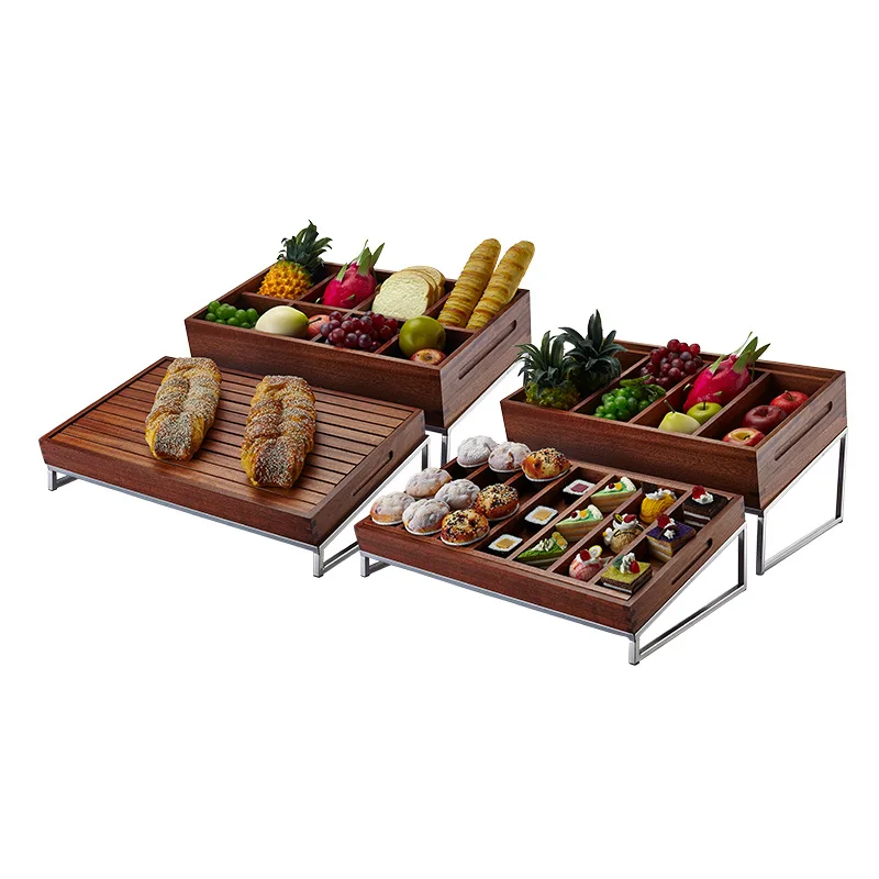 

Cold Food Dessert Rack Wooden Tea Break Dessert Table Hotel Restaurant Banquet Bread