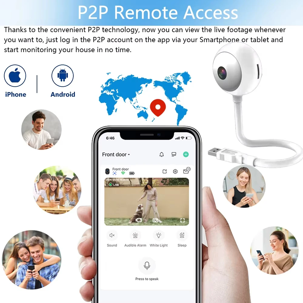 5MP Mini  Motion Detection Babe Camera WiFi Camera Indoor 2K Security Camera for Baby Monitor Wireless USB Plug IP Surveillance