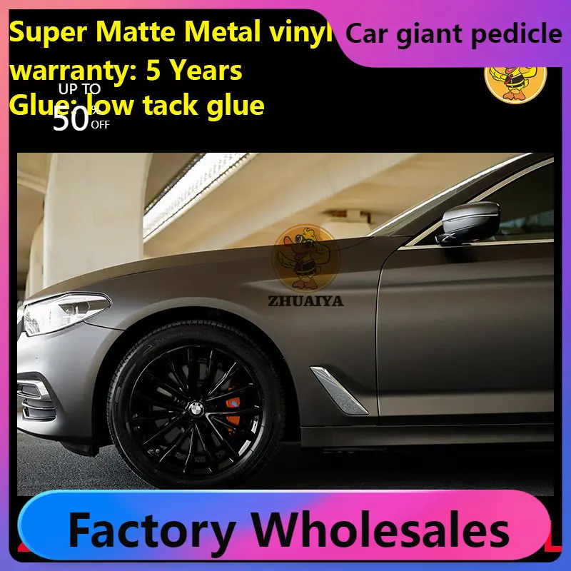 Super matte Meteorite Grey Vinyl Wrap For Car Wrapping Covering Foil Air Bubble Free Low Tack Glue152*18M/Roll 5x59ft