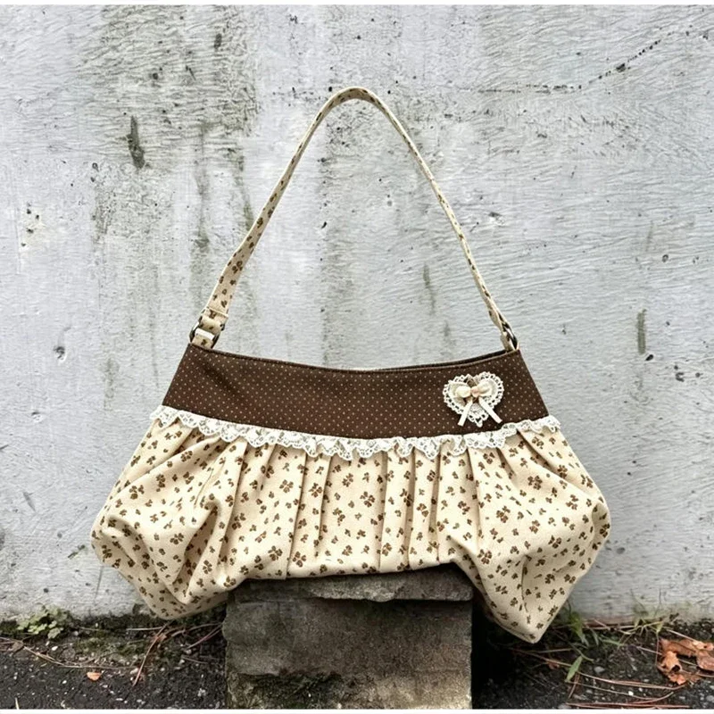 Gestreifte, gepunktete, plissierte Umhängetasche, koreanische süße, niedliche Damen-Umhängetasche, lässige Pendler-Geldbörse, leichte Handtasche – Detail 15