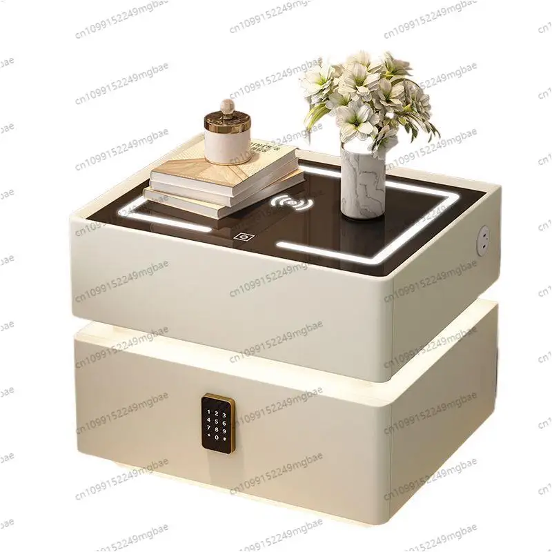 Bedside Table Simple Lighted Solid Wood Modern Light Luxury Intelligent Multifunctional Wireless Charging Bedside Table