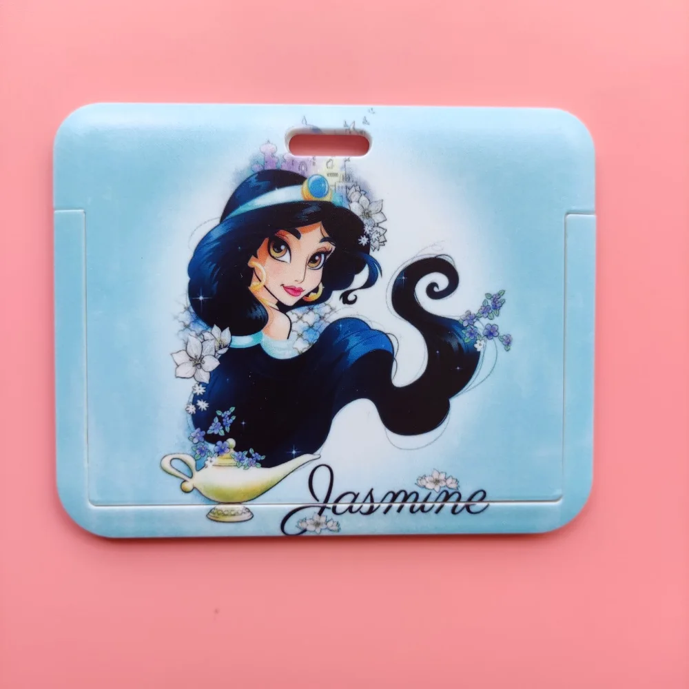 Disney Jasmine Princess Identification Card Holder lanyards Cartoon Aladin Card Case ID Badge Holders Business Retractable Clip