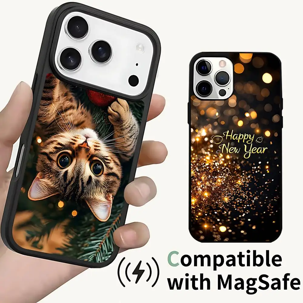 

New Year snow Christmas Magnetic Phone Case For IPhone 14 16 17 13 12 11 15 Pro Max Plus For Magsafe Wireless Charge Cover