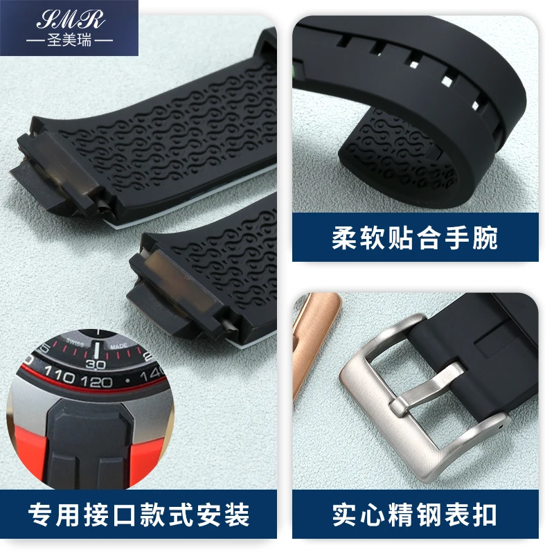 shengmeirui Konvexes Silikonkautschuk-Uhrenarmband für Tissot T-Race T 111417   Sport-Rennarmband Zauberfarbenes Silikonband 18MM