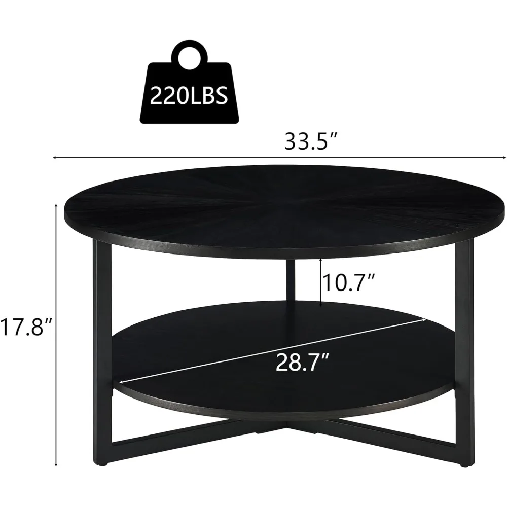 33,5 круглый деревянный журнальный столик, двухуровневый круглый журнальный столик с местом для хранения вещей для гостиной, современный стиль середины века