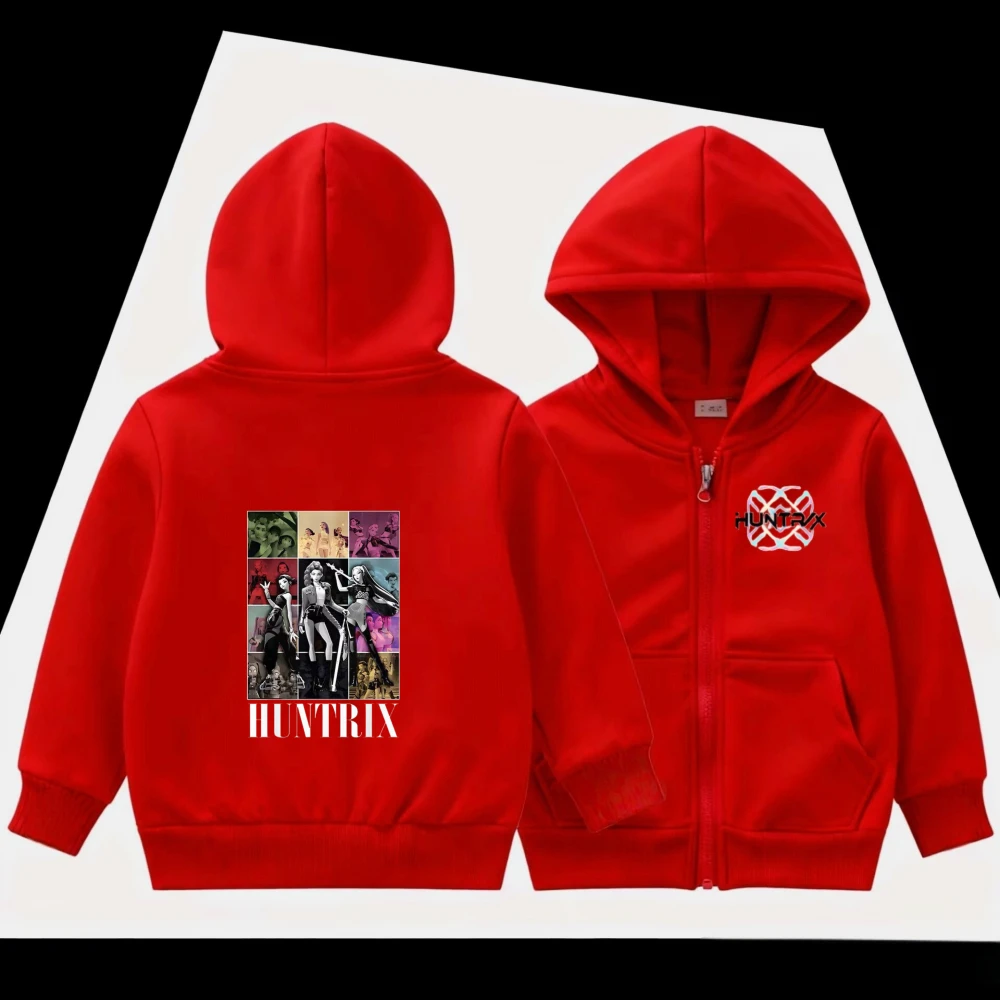 Piccolo Capretto Huntrix Inverno Abbigliamento Con Cappuccio Ragazzi Ragazze Cotone KPOP Hunter Costume Foderato In Pile Cappotto di Cotone Cappello Per Bambini Tuta Sportiva