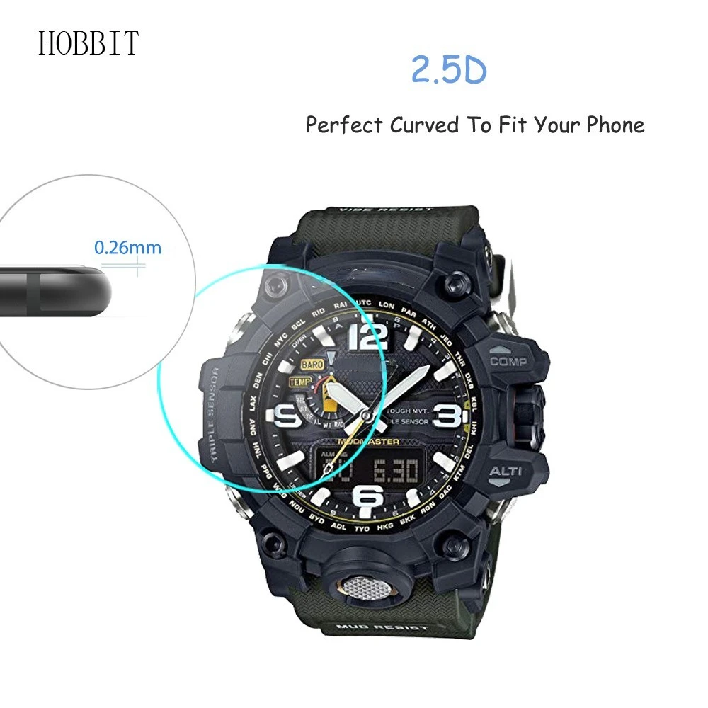 2PCS For Casio GWG-1000 GG-1000 MTH-5001L GWG100GB 0.3mm 2.5D Tempered Glass Screen Protector Watch Screen Guard Protective Film