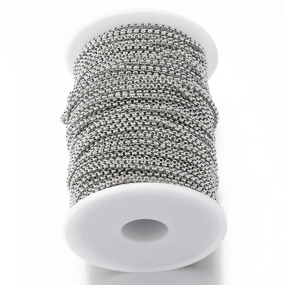 1Meter Stainless Steel Chains 2.5/4mm Silver Color Necklace Chain for DIY Bracelet Jewelry Making Accessories