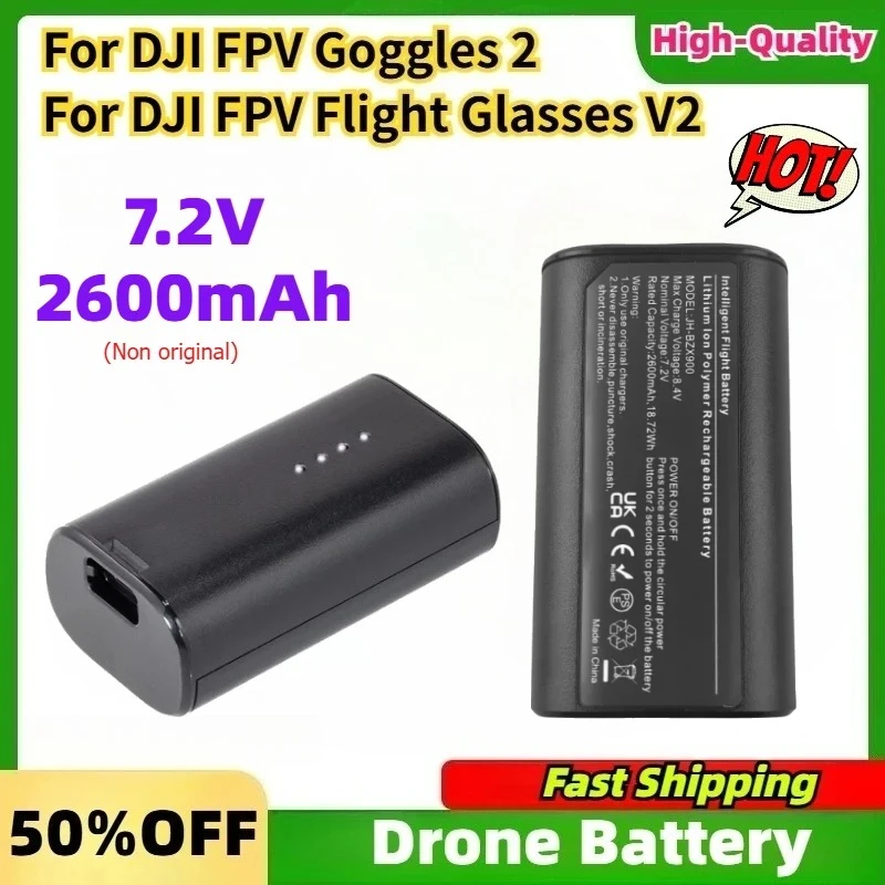 High-Quality 7.2V 2600mAh Li-ion Battery For DJI FPV Goggles 2 and Flight Glasses V2, Long Stable and Reliable Range Accessories