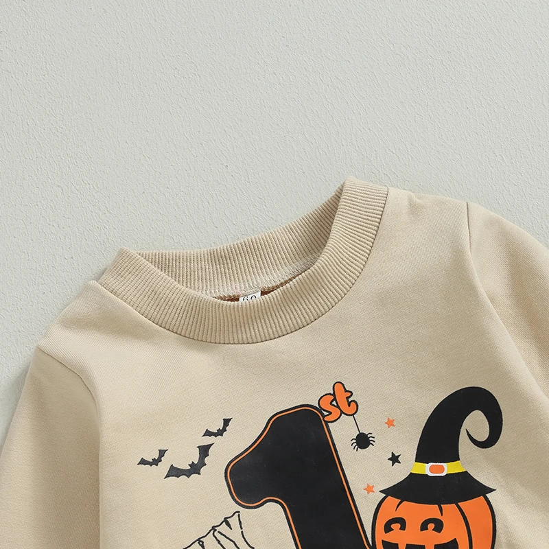 My First Halloween Baby Boy Outfit Infant Cute Halloween Long Sleeve Sweatshirt Top Pumpkin Pants Fall Winter Clothes 2Pcs Set