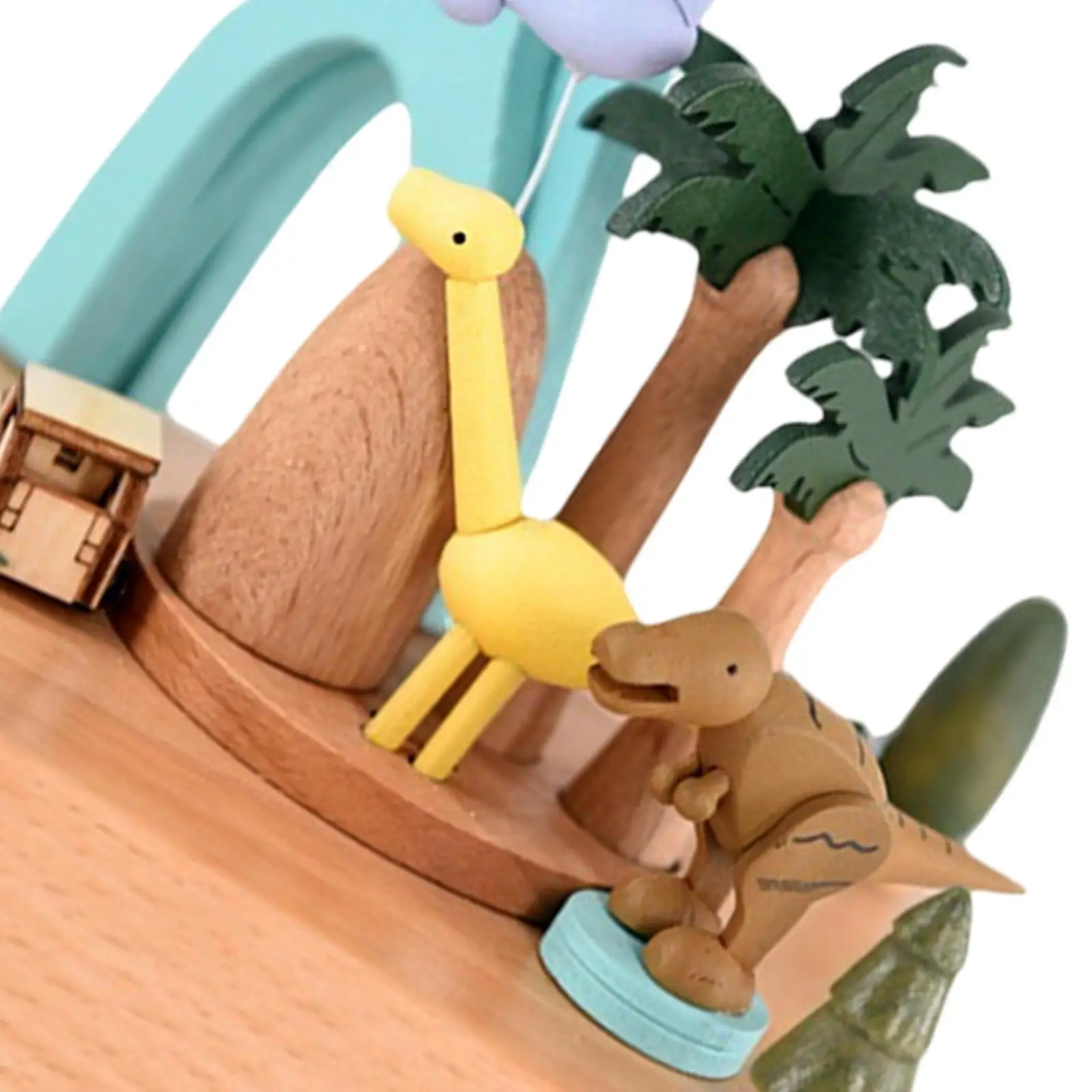Decorative Wooden Music Box with Dinosaur Car Theme for Holiday Table Centerpiece Room Decor Birthday Anniversary Gift