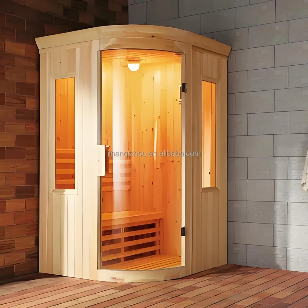 Outdoor Sauna Room 2 Person Indoor Far Infrared Dry Steam Sauna Modern Solid Wood Structure Traditional Red Cedar Customized