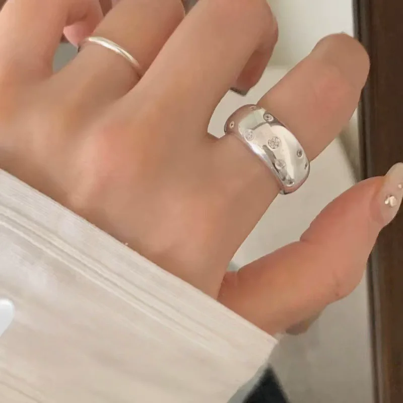 XIYANIKE, anillos ajustables de circonita ancha brillante de nicho elegante para mujer, joyería nueva de moda, regalo para fiesta, anillos diarios al por mayor