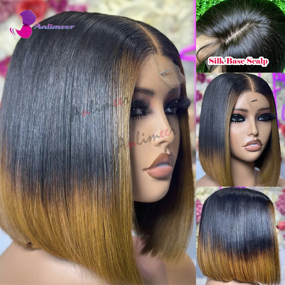 

Ombre Black Roots Honey Blonde Short Bob Wig Human Hair Glueless 100% Human Hair Wigs 5X5 Frontal Wigs Human Hair 13x6 Full Wig