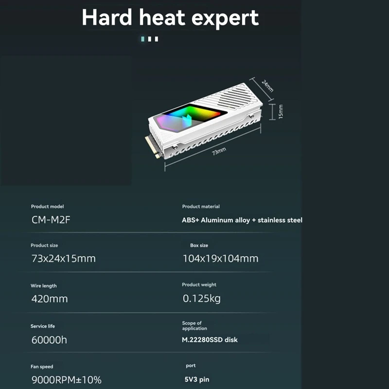 

Кулер для SSD/HDD M.2 ARGB с вентилятором, радиатор для твердотельного накопителя M.2, горячая распродажа, в наличии