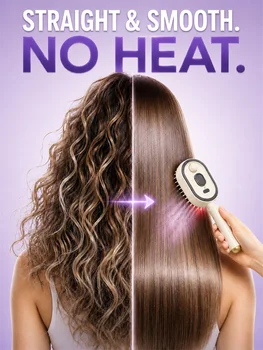 Professional Hair Straightener Brush – No Heat Spray, Red Light Therapy, Scalp Massage,…