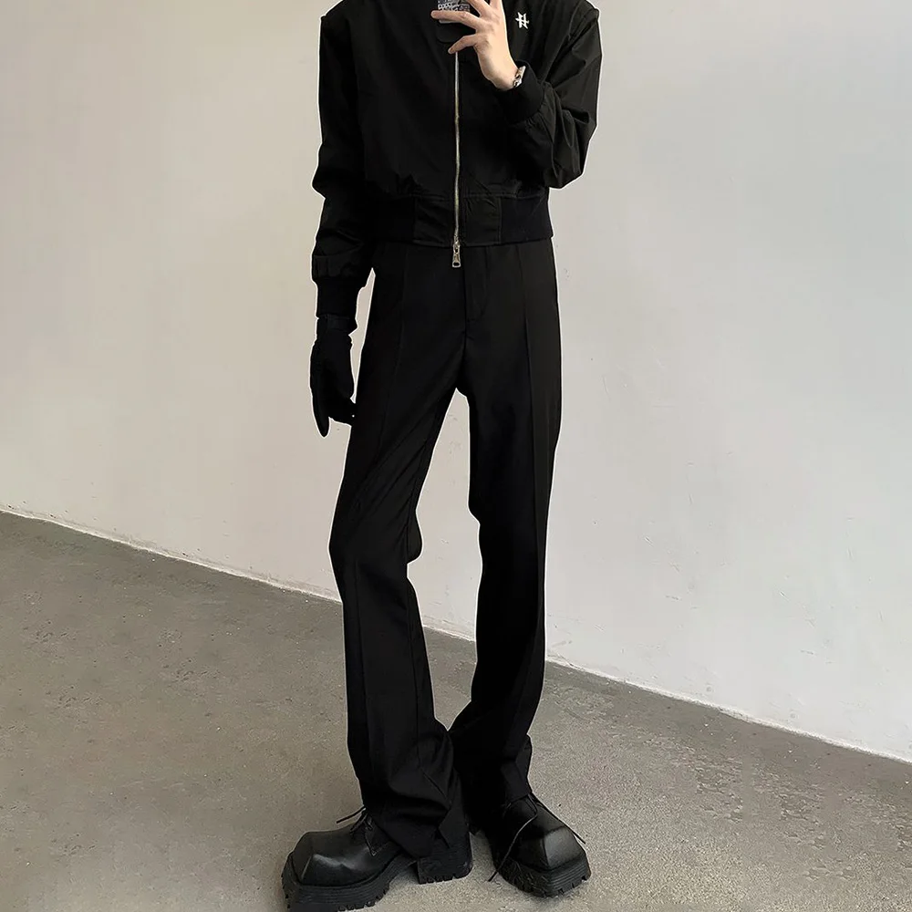 Y2k Mens Long Pants Striped Solid Color Suit Pants Autumn Casual High Street Daily Straight Leg Pants Men's Clothing Unisex 2024