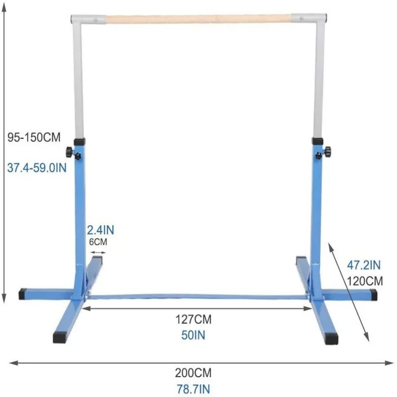 

Adjustable 150cm Gymnastic Horizontal Bar for Kids Home Gym Exercise Steel Equipment for Yoga