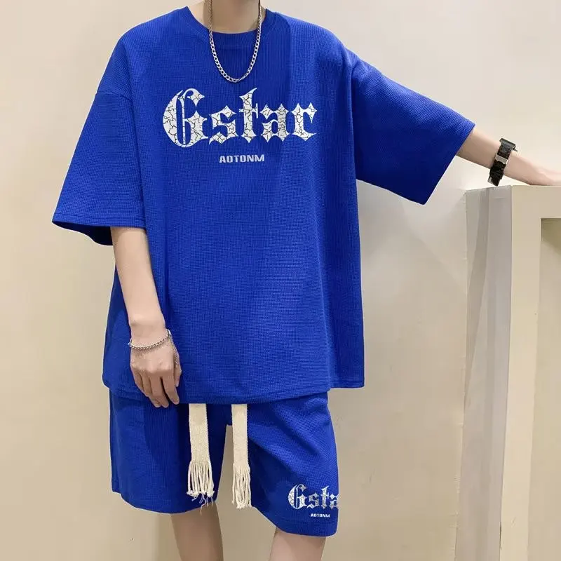 Korean Fashion Men Short Sets Hip Hop Casual Short Suit Gstar T Shirts Men Clothing 2 Piece Set Men Summer Tracksuit Men 2023