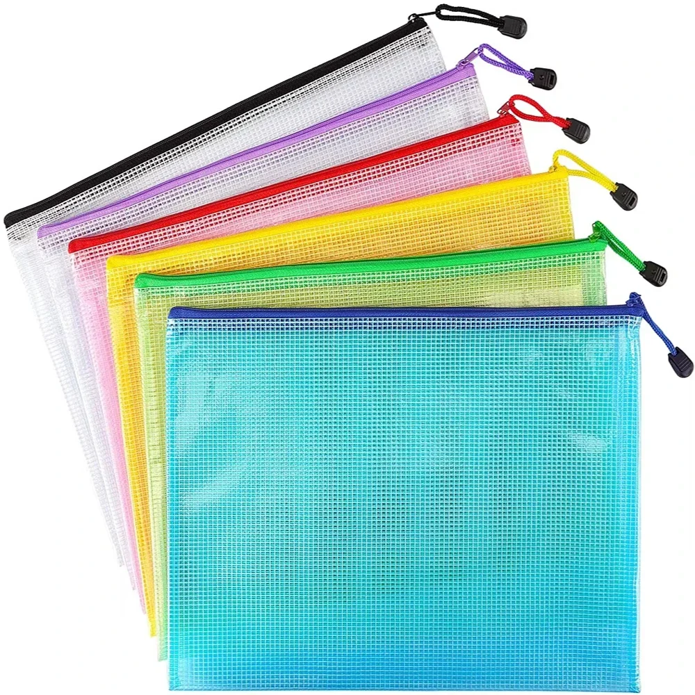 

6Pack Gridding Waterproof Zip Bag A3 A4 A5 Transparent Document Bag Pen Filing Products Pocket Folder Office School Supply Amagi