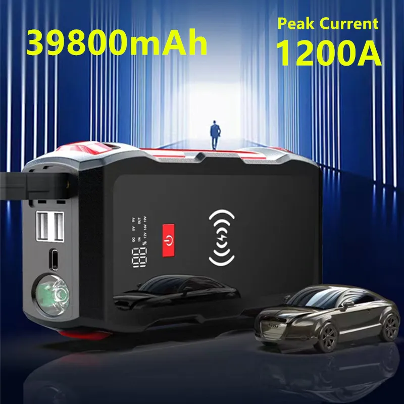 New 39800mAh Portable Car Battery Jump Starter Power Bank 1200A Auto Emergency Booster Charger Starting Device Jump Starter