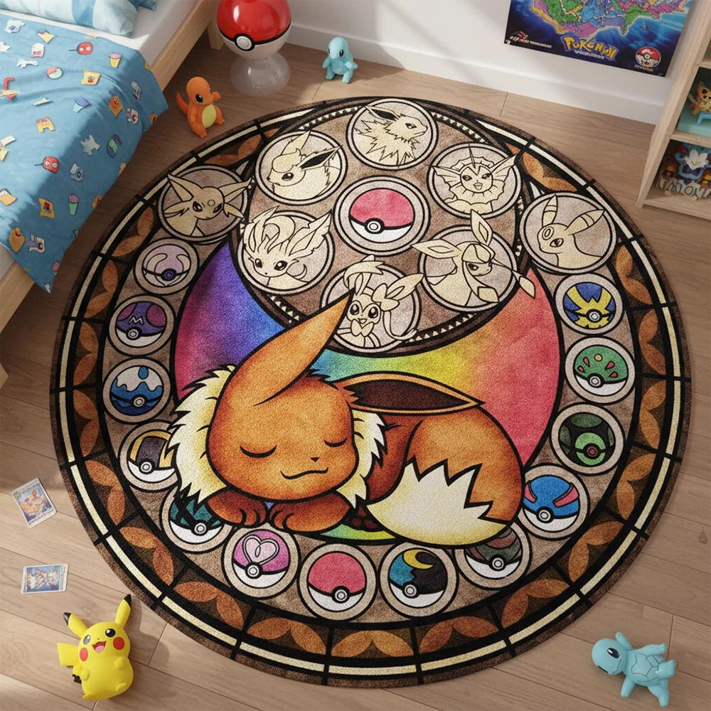 

Милый коврик с изображением Покемона Иви, аниме-коврик для пола, декор для детской комнаты, нескользящий ковер, коврик для домашних животных/игр, мягкое декоративное одеяло
