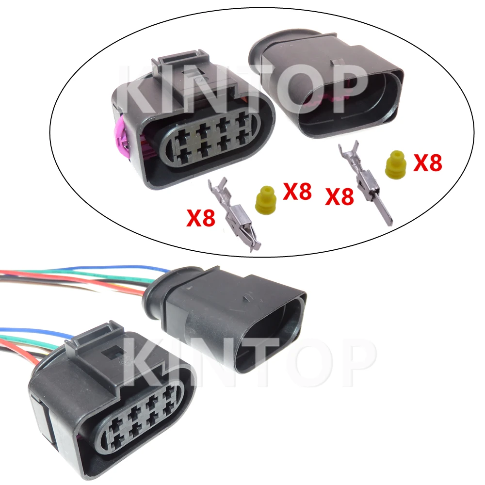 

1 Set 8 Pins 8D0973834 8D0973734 Car Waterproof Male Female Docking Plug Automobile Taillight Wiring Terminal Socket Starter