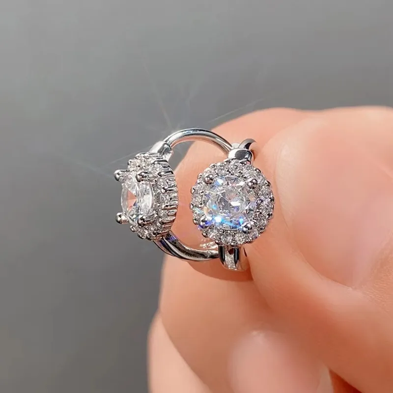 

Huaya Women's Shining Earring Buckle Sparking Cubic Zirconia Full Paved Banquet New Fashion Personality Accessories