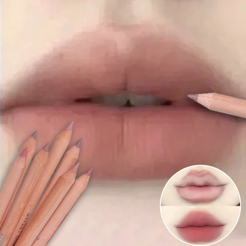 Lápiz Delineador de Labios Mate Impermeable, Tinte de Contorno Rosa Nude, Lápiz Labial de Terciopelo de Larga Duración, Antiadherente, Hidratante, Maquillaje